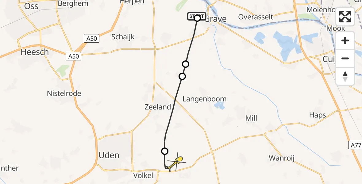 Routekaart van de vlucht: Lifeliner 3 naar Volkel