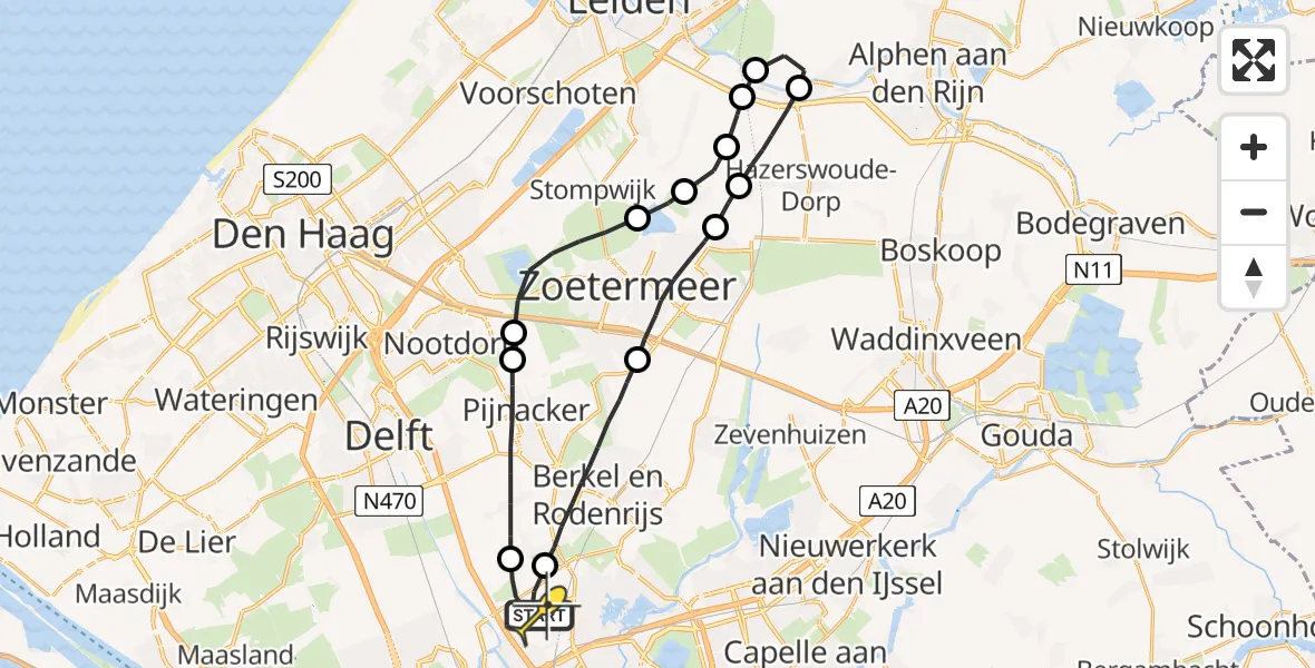 Routekaart van de vlucht: Lifeliner 2 naar Rotterdam