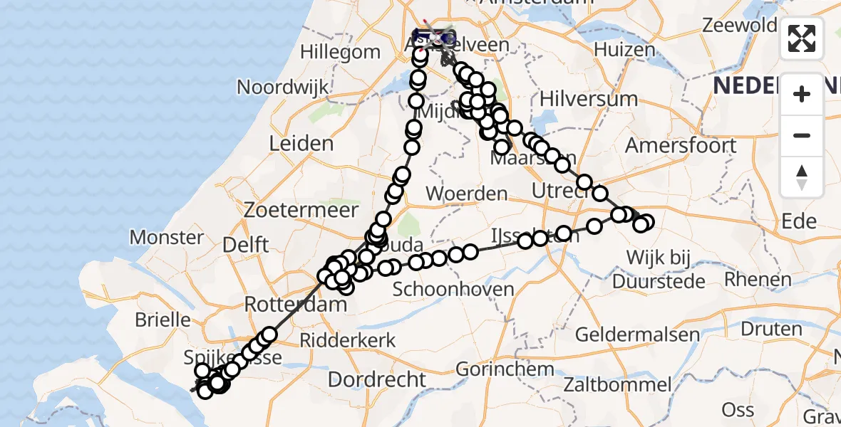 Vluchtroute Politiehelikopter van Schiphol naar Schiphol