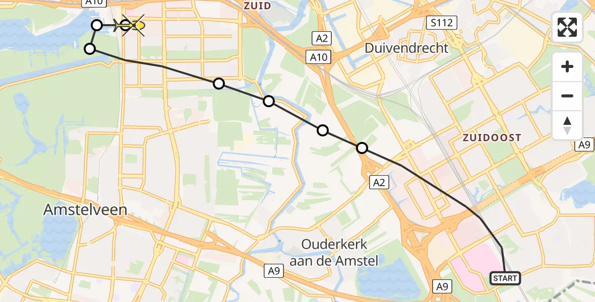 Routekaart van de vlucht: Lifeliner 1 naar VU Medisch Centrum Amsterdam