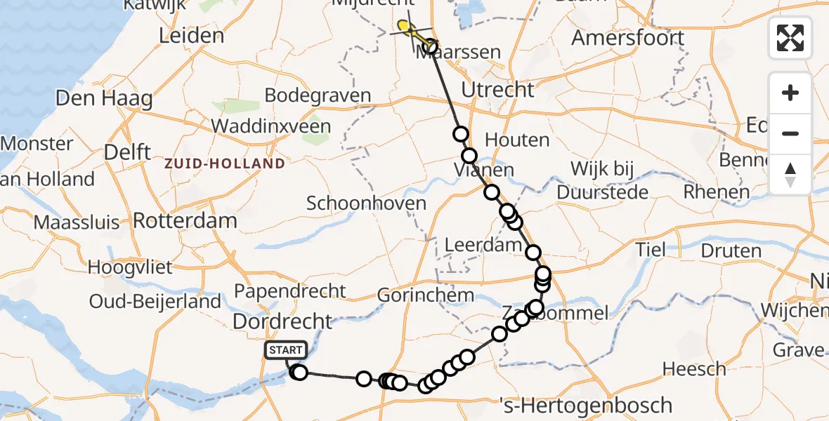 Routekaart van de vlucht: Politieheli naar Kockengen