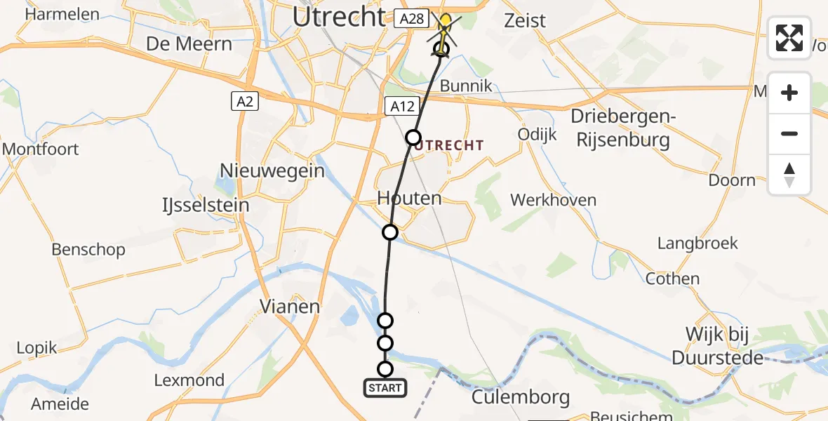 Routekaart van de vlucht: Lifeliner 2 naar Utrecht