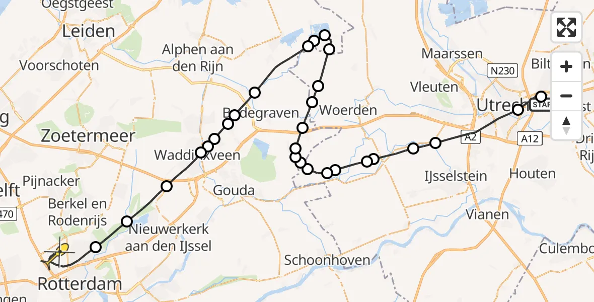 Routekaart van de vlucht: Lifeliner 2 naar Rotterdam