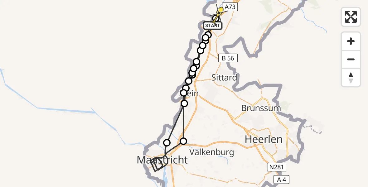 Routekaart van de vlucht: Politiehelikopter naar Echt