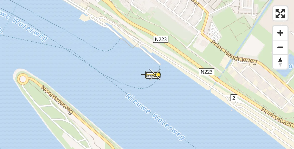 Routekaart van de vlucht: Politiehelikopter naar Hoek van Holland