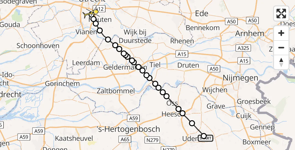 Routekaart van de vlucht: Lifeliner 3 naar Nieuwegein