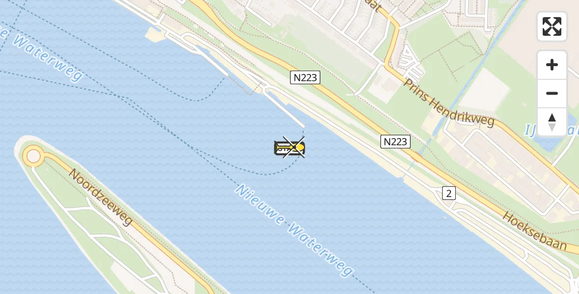 Routekaart van de vlucht: Politiehelikopter naar Hoek van Holland