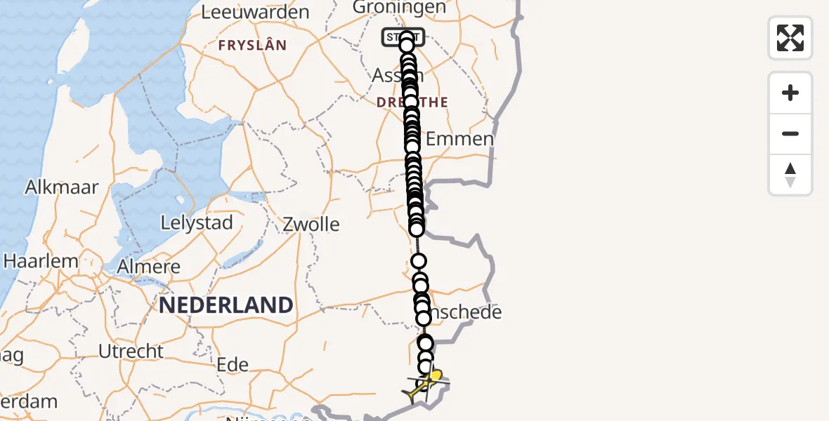 Routekaart van de vlucht: Lifeliner 4 naar Winterswijk