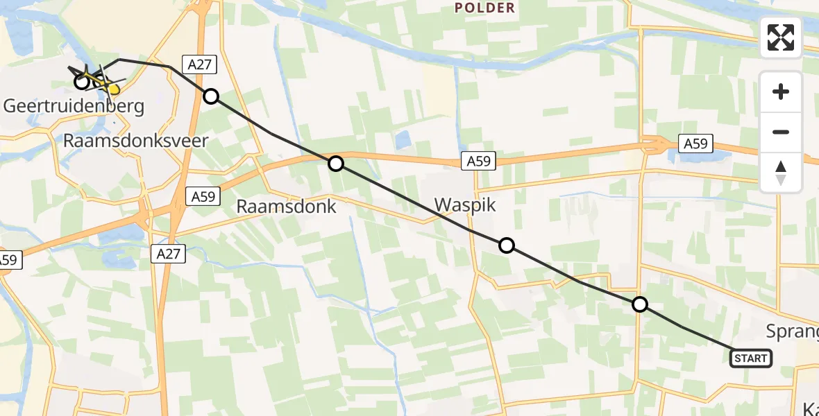 Routekaart van de vlucht: Lifeliner 2 naar Raamsdonksveer