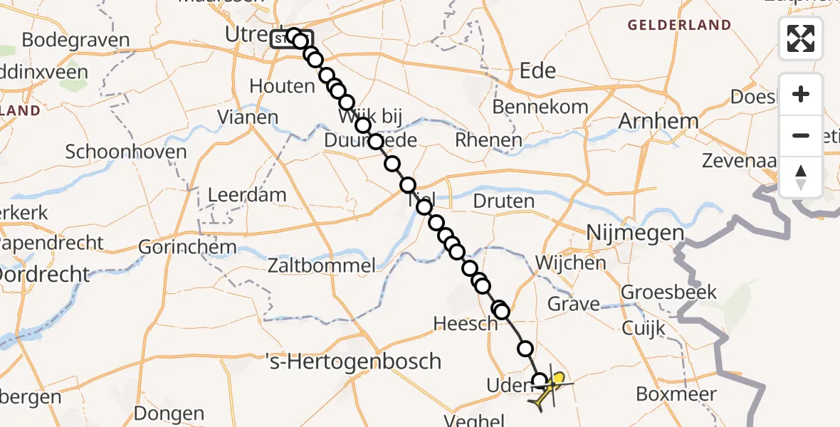 Routekaart van de vlucht: Lifeliner 3 naar Volkel