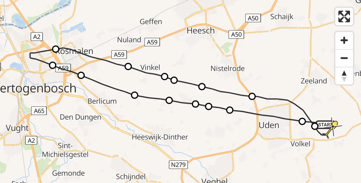 Routekaart van de vlucht: Lifeliner 3 naar Volkel