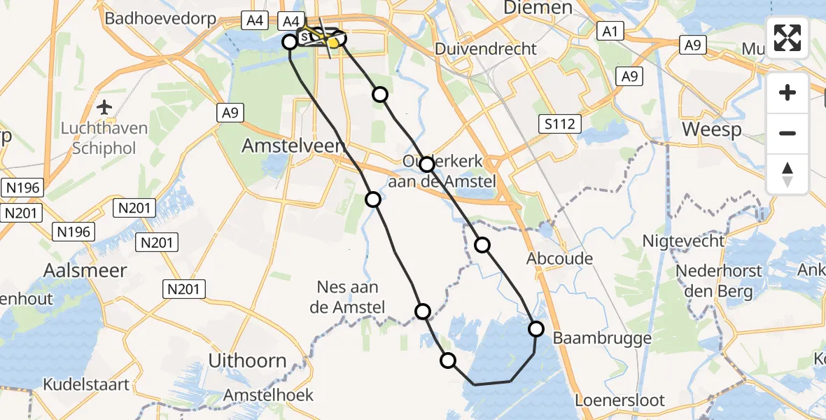 Routekaart van de vlucht: Lifeliner 1 naar VU Medisch Centrum Amsterdam
