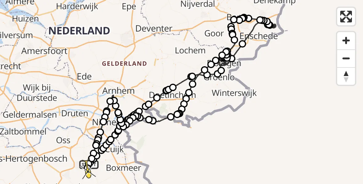 Routekaart van de vlucht: Politieheli naar Odiliapeel