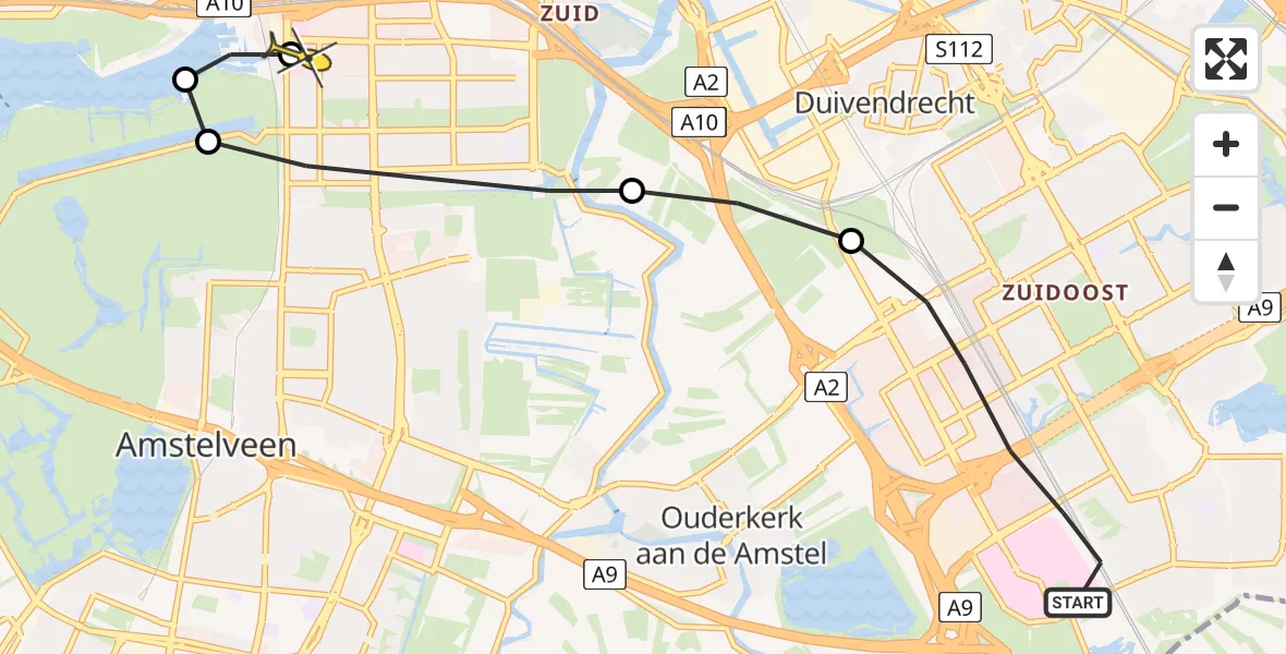 Routekaart van de vlucht: Lifeliner 1 naar VU Medisch Centrum Amsterdam