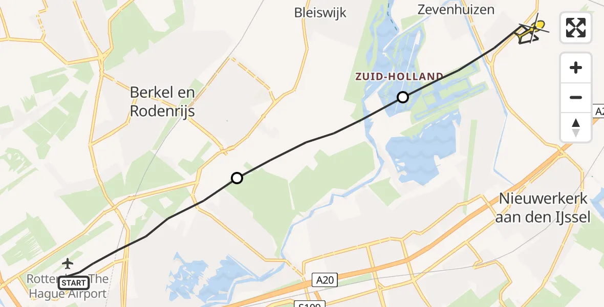 Routekaart van de vlucht: Lifeliner 2 naar Zevenhuizen