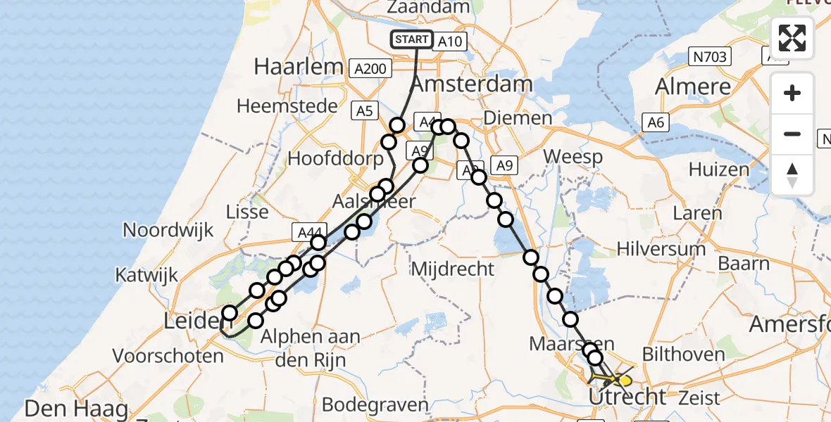 Routekaart van de vlucht: Lifeliner 1 naar Utrecht