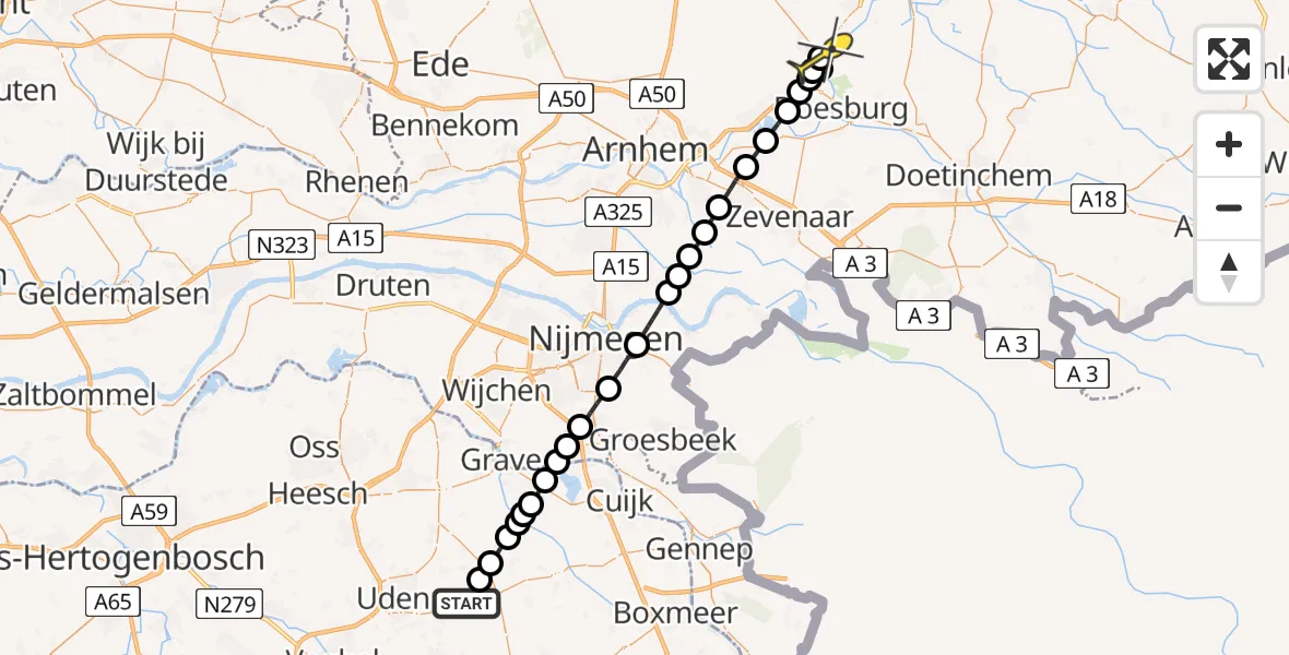 Routekaart van de vlucht: Lifeliner 3 naar Spankeren