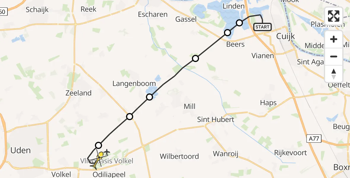 Routekaart van de vlucht: Lifeliner 3 naar Volkel