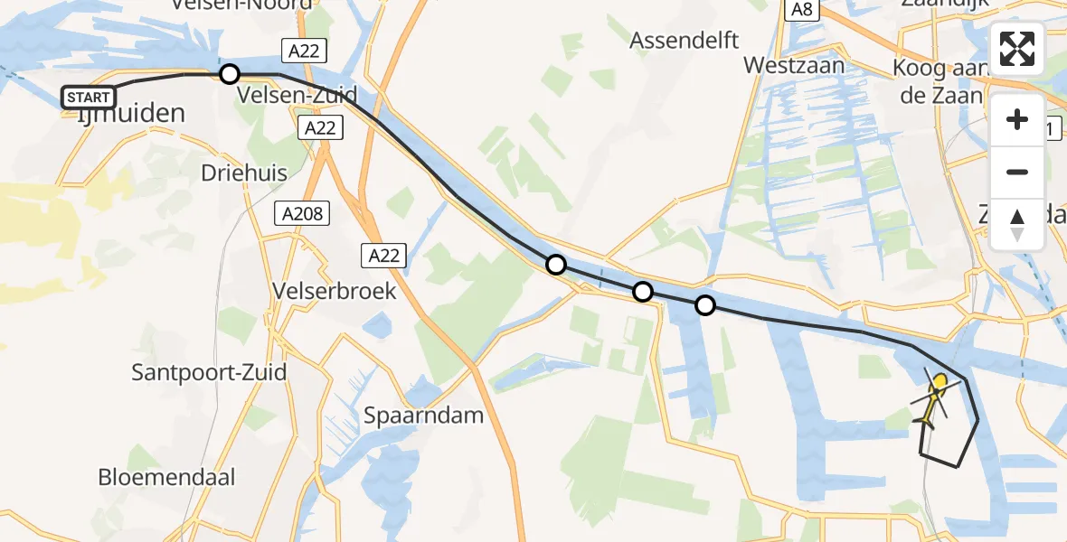 Routekaart van de vlucht: Lifeliner 1 naar Amsterdam