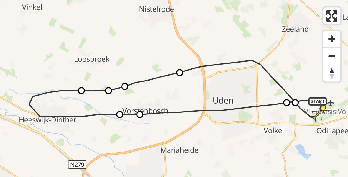 Routekaart van de vlucht: Lifeliner 3 naar Volkel