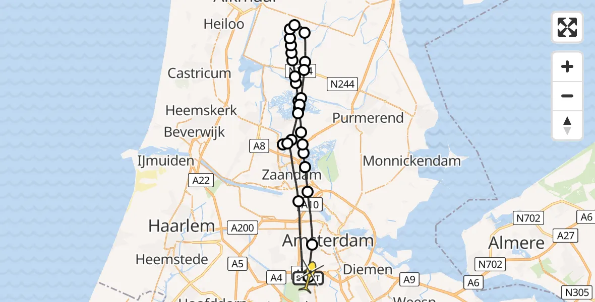 Routekaart van de vlucht: Lifeliner 1 naar VU Medisch Centrum Amsterdam