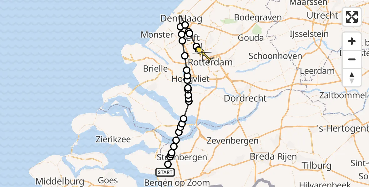 Routekaart van de vlucht: Lifeliner 2 naar Rotterdam