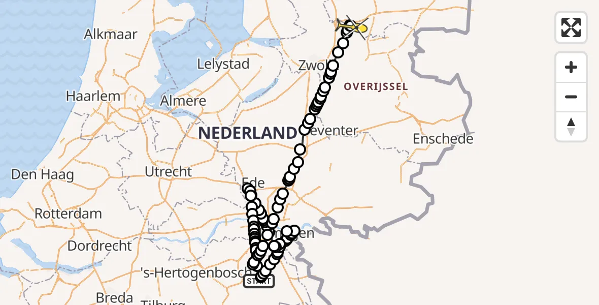 Routekaart van de vlucht: Lifeliner 3 naar IJhorst