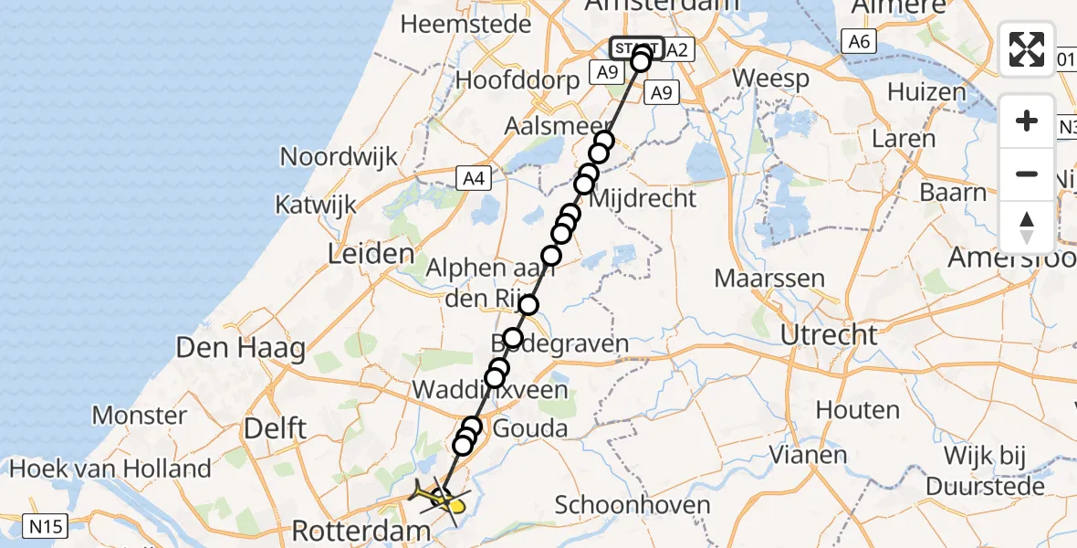 Routekaart van de vlucht: Lifeliner 1 naar Capelle aan den IJssel