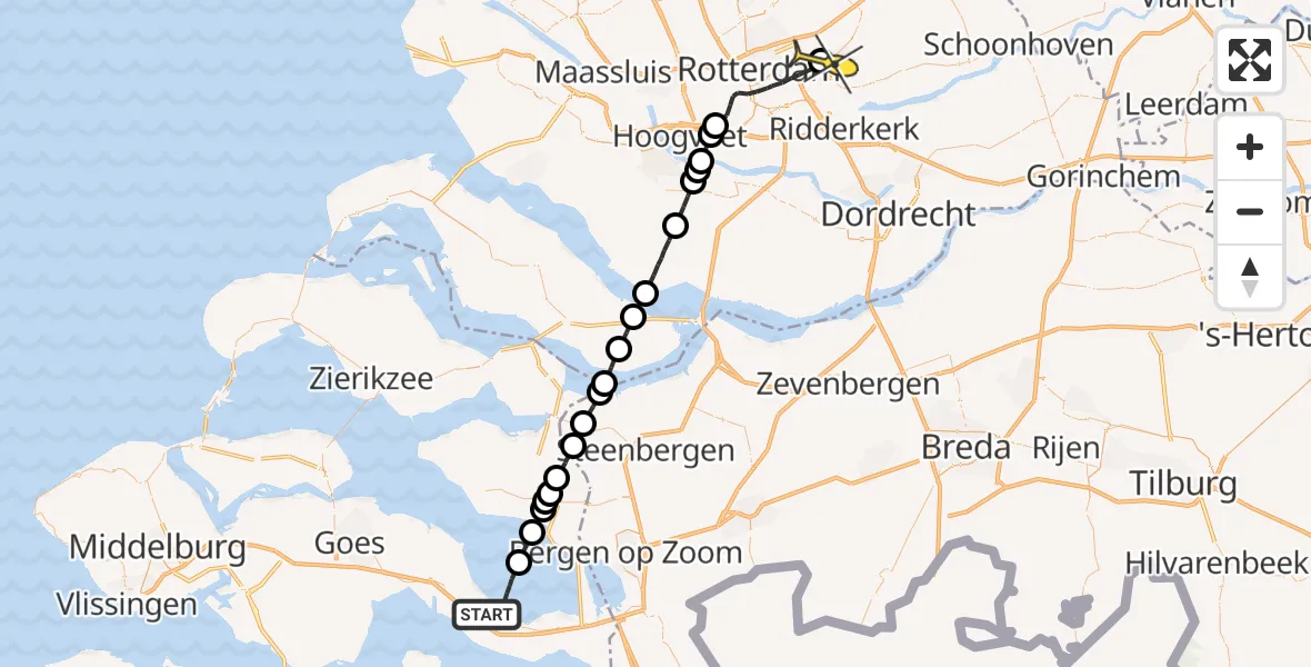 Routekaart van de vlucht: Lifeliner 2 naar Capelle aan den IJssel