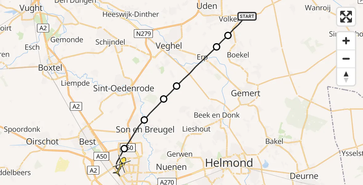 Routekaart van de vlucht: Lifeliner 3 naar Eindhoven