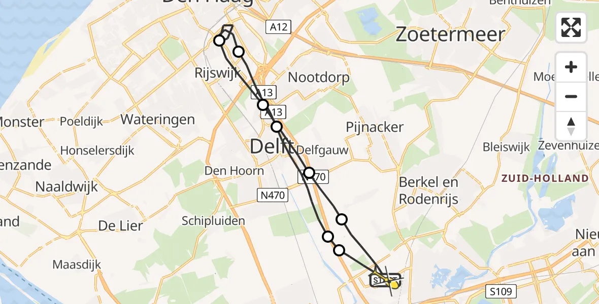 Routekaart van de vlucht: Lifeliner 2 naar Rotterdam