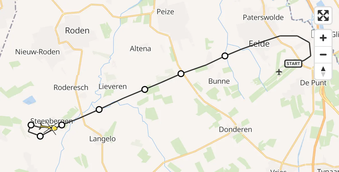 Routekaart van de vlucht: Lifeliner 4 naar Steenbergen
