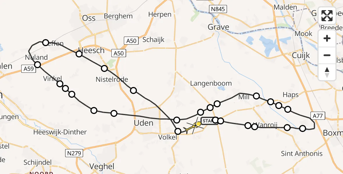 Routekaart van de vlucht: Lifeliner 3 naar Volkel