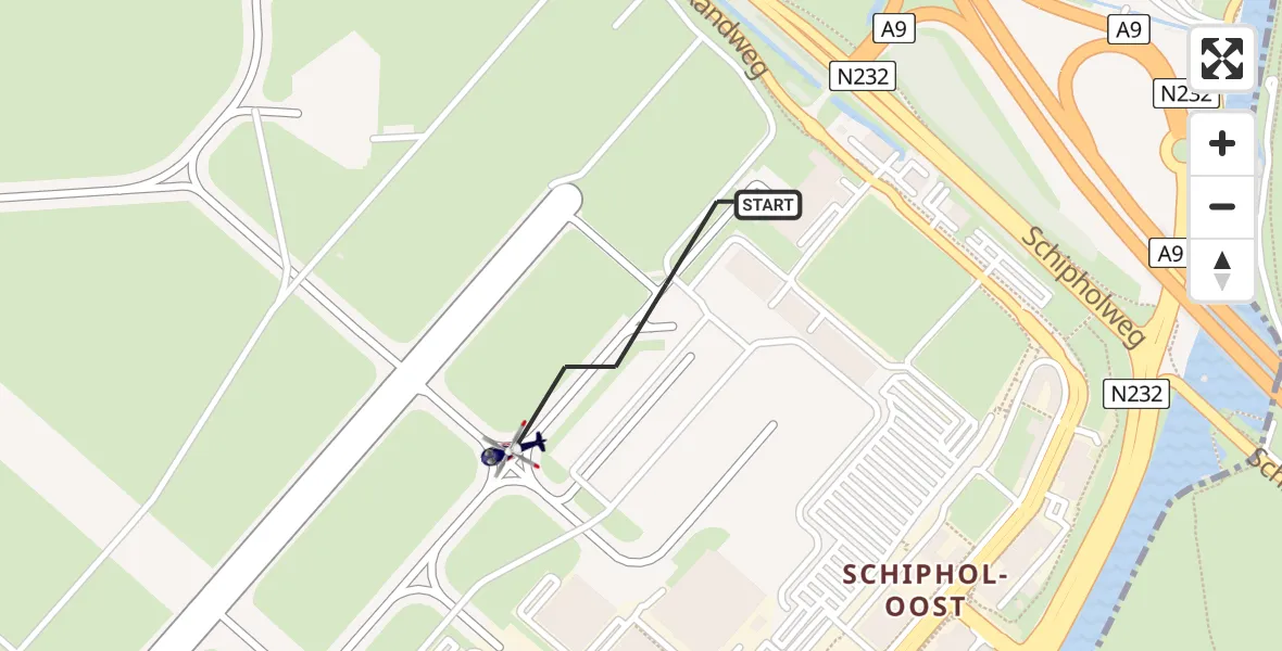Vluchtroute Politiehelikopter van Schiphol naar Schiphol