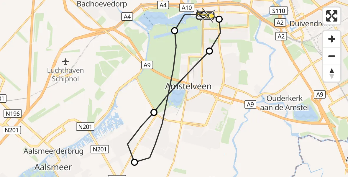 Routekaart van de vlucht: Lifeliner 1 naar VU Medisch Centrum Amsterdam