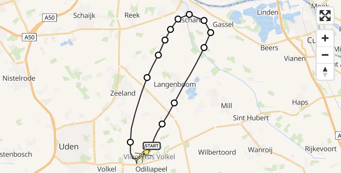 Routekaart van de vlucht: Lifeliner 3 naar Volkel