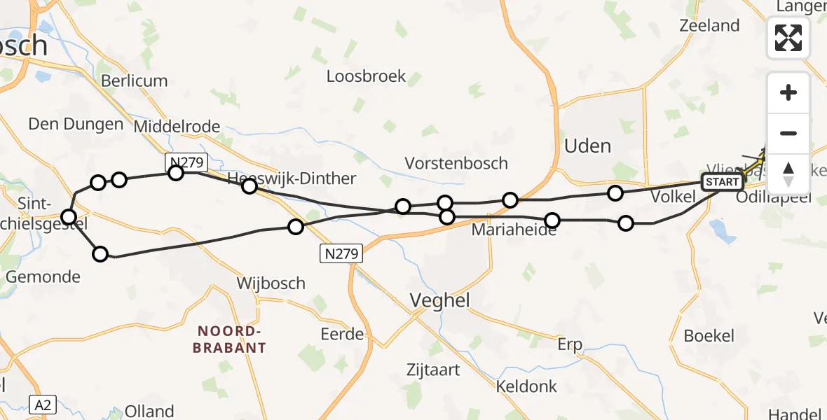 Routekaart van de vlucht: Lifeliner 3 naar Volkel