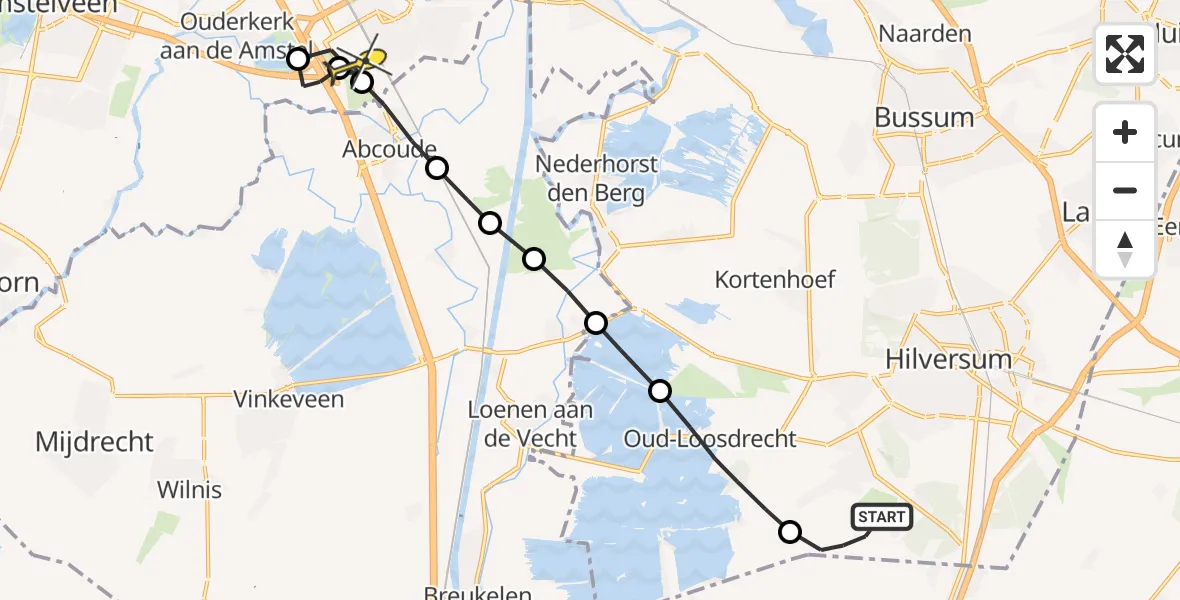 Routekaart van de vlucht: Lifeliner 1 naar Amsterdam