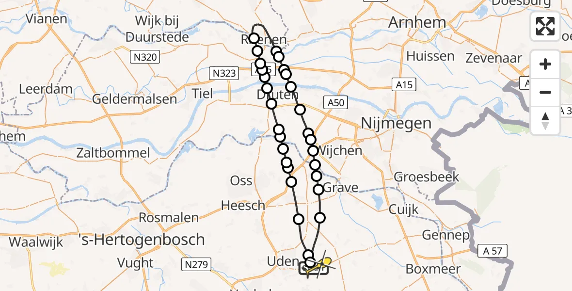 Routekaart van de vlucht: Lifeliner 3 naar Volkel