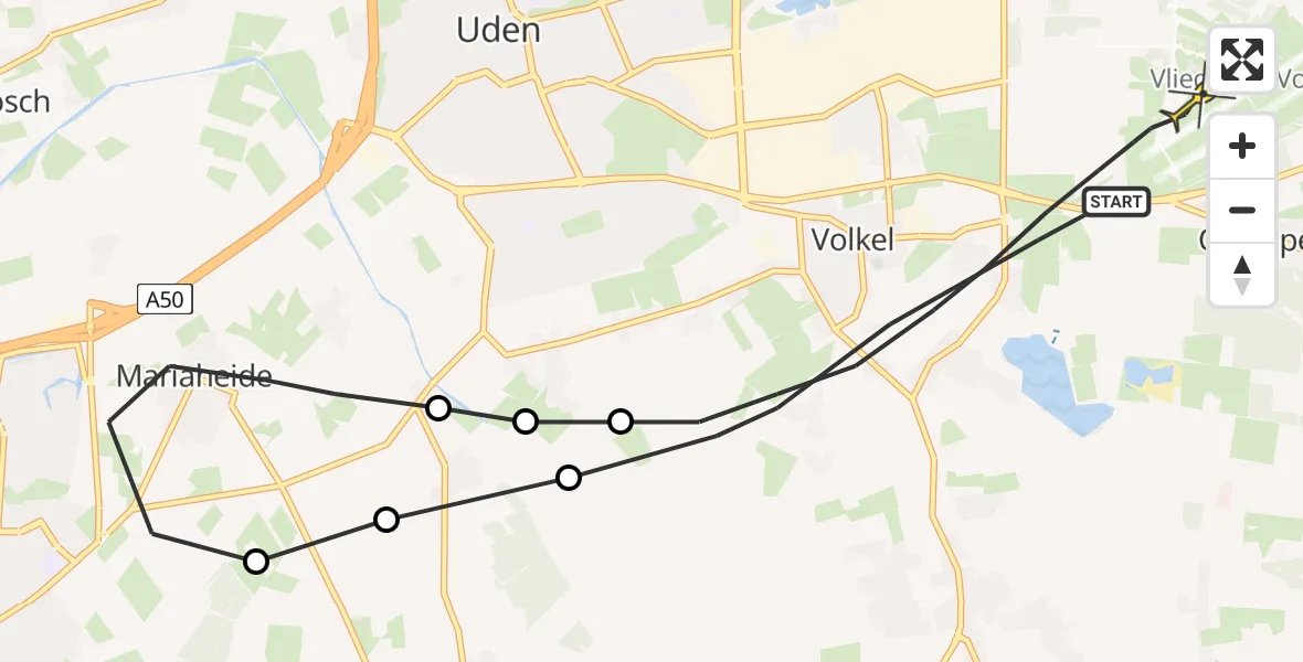 Routekaart van de vlucht: Lifeliner 3 naar Volkel