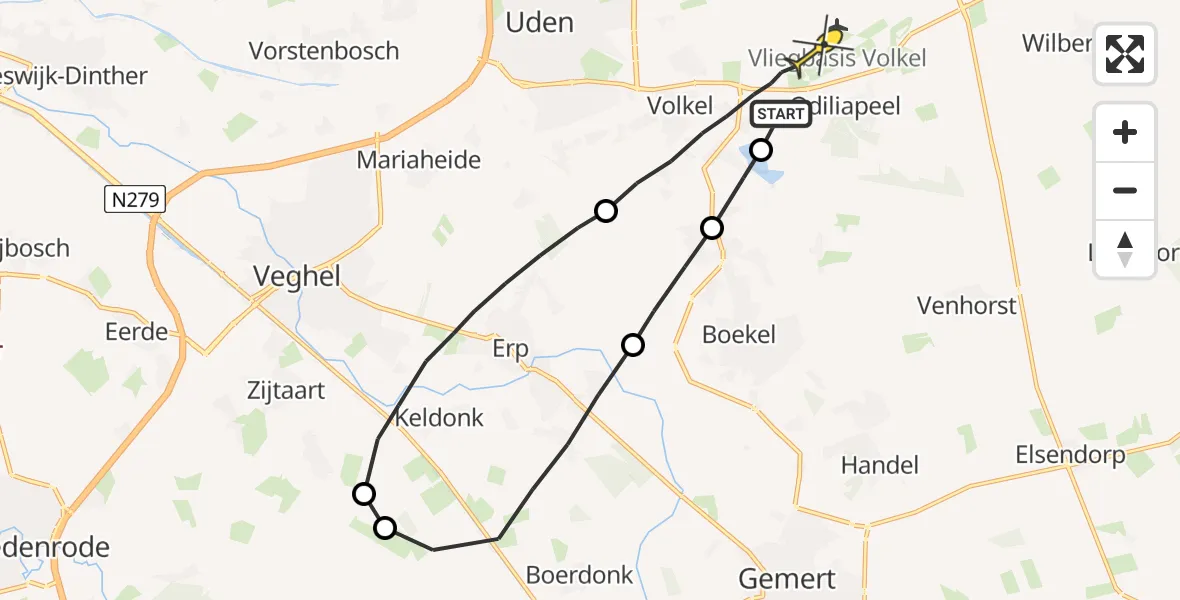 Routekaart van de vlucht: Lifeliner 3 naar Volkel