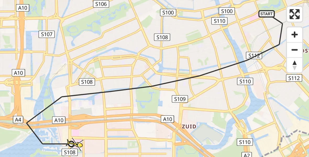 Routekaart van de vlucht: Lifeliner 1 naar VU Medisch Centrum Amsterdam