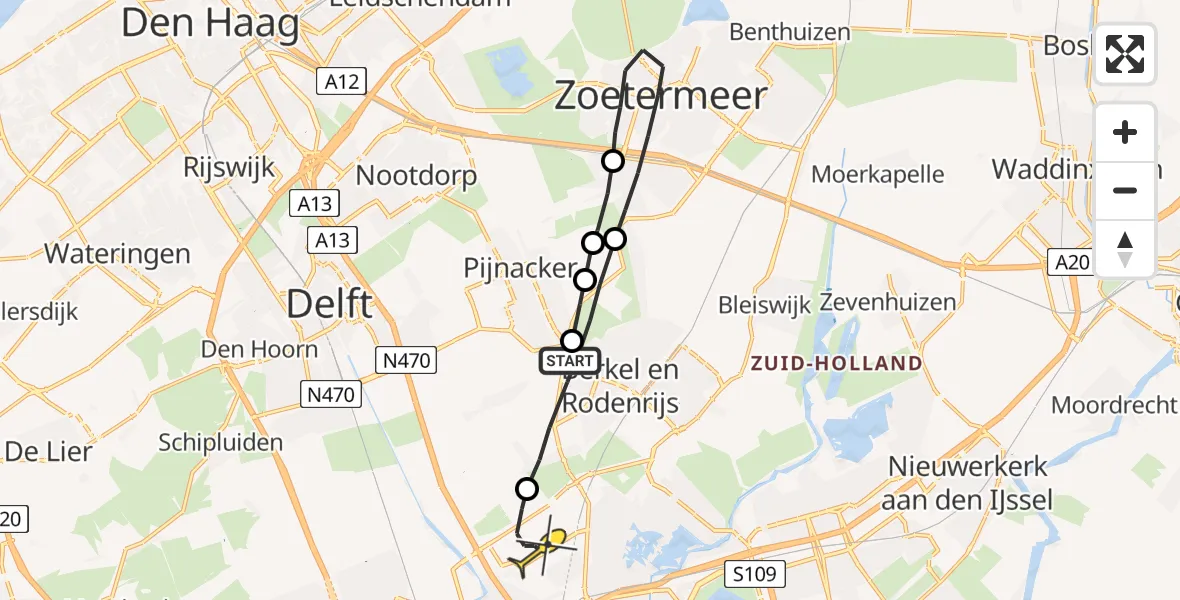 Routekaart van de vlucht: Lifeliner 2 naar Rotterdam