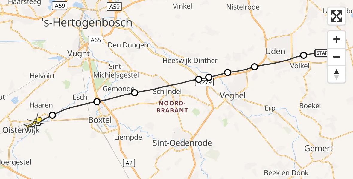 Routekaart van de vlucht: Lifeliner 3 naar Oisterwijk