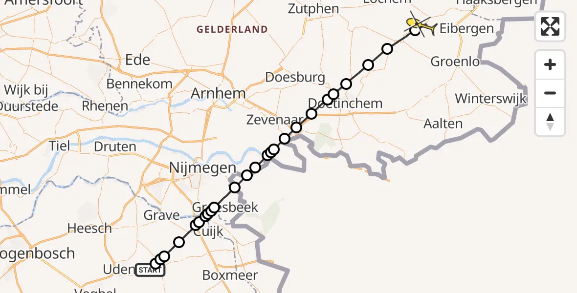 Routekaart van de vlucht: Lifeliner 3 naar Borculo