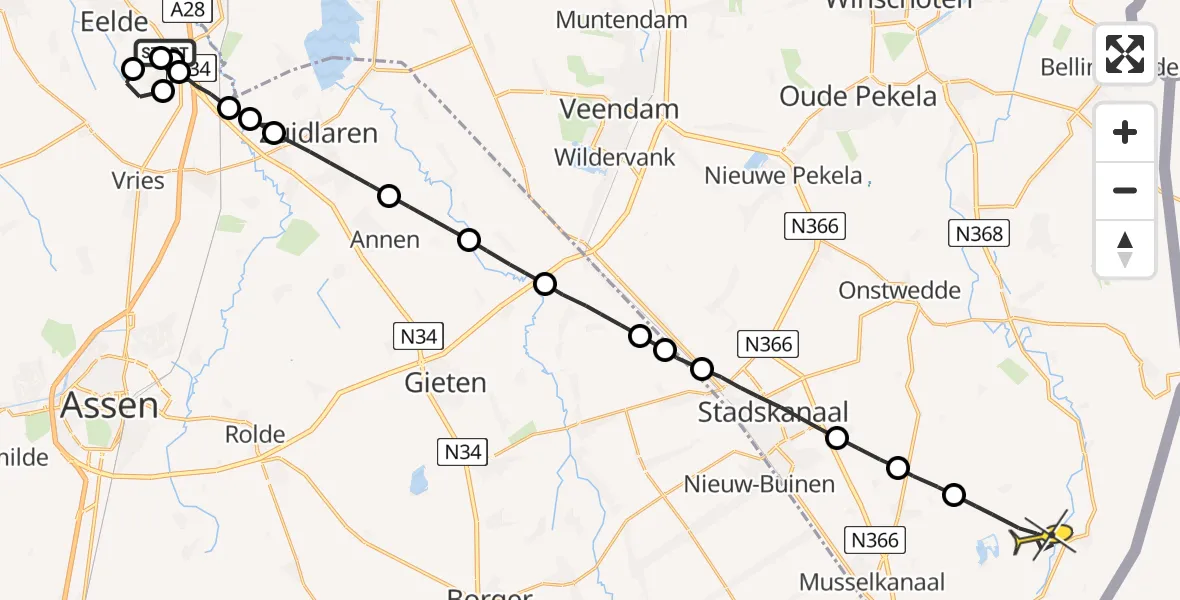 Routekaart van de vlucht: Lifeliner 4 naar Sellingen