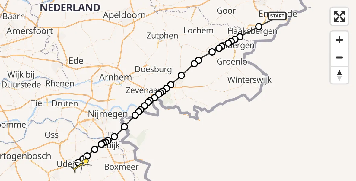 Routekaart van de vlucht: Lifeliner 3 naar Volkel