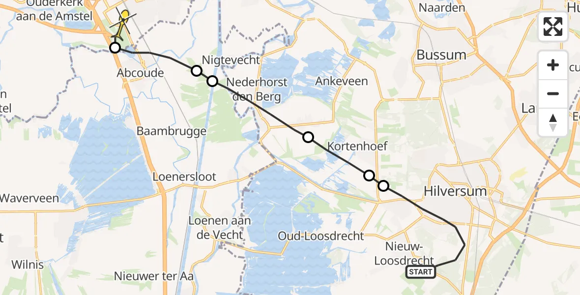 Routekaart van de vlucht: Lifeliner 1 naar Amsterdam