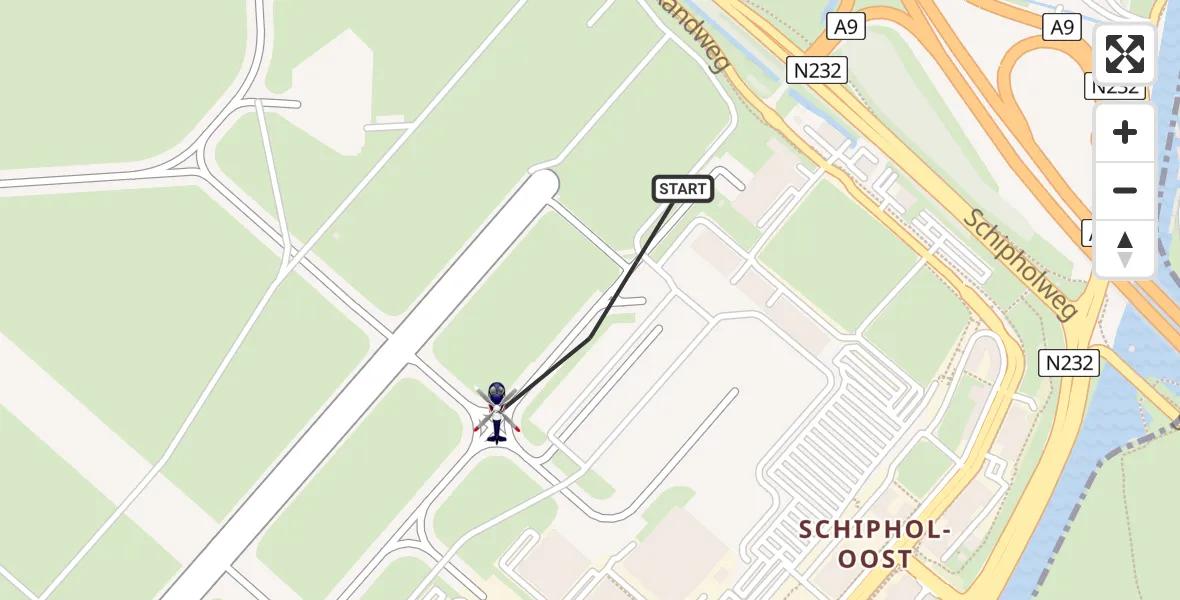 Vluchtroute Politiehelikopter van Schiphol naar Schiphol