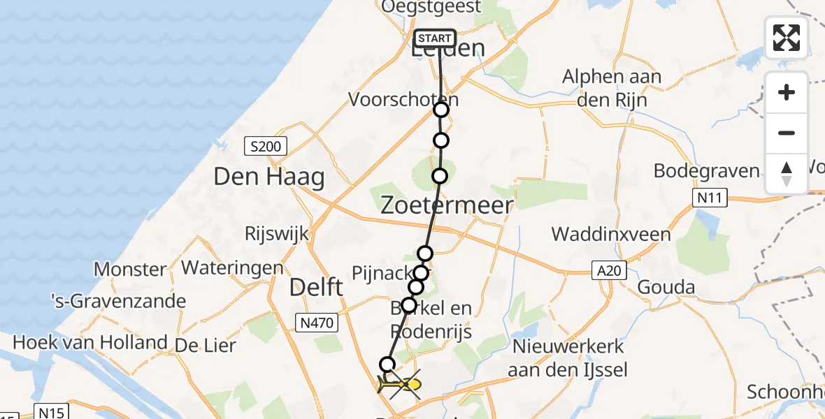 Routekaart van de vlucht: Lifeliner 2 naar Rotterdam